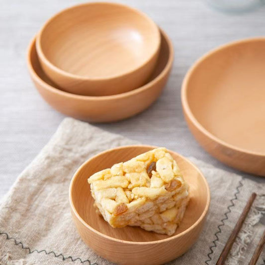 Log tableware salad bowl beech wood bowl whole wood household fruit bowl Japanese wooden bowl