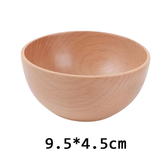 Log tableware salad bowl beech wood bowl whole wood household fruit bowl Japanese wooden bowl