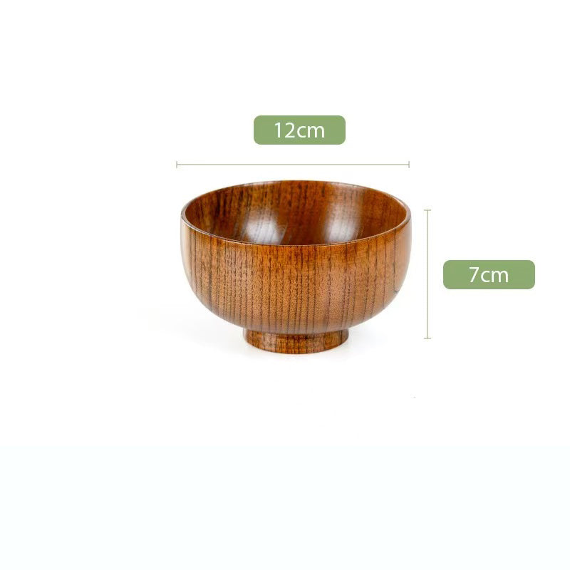 Environmentally friendly tableware, jujube wood wooden bowls, household anti-scalding round bowls, wooden salad bowls, soup bowls, noodle bowls, rice bowls