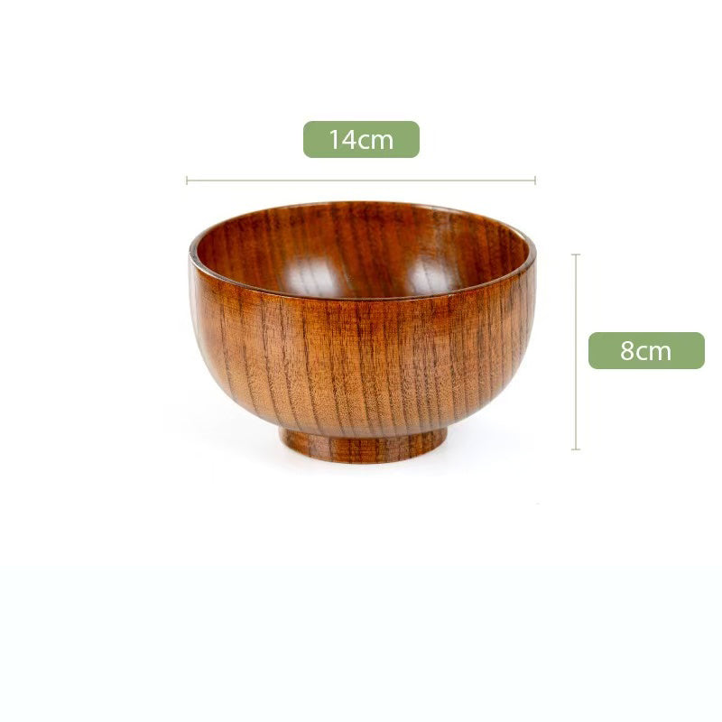 Environmentally friendly tableware, jujube wood wooden bowls, household anti-scalding round bowls, wooden salad bowls, soup bowls, noodle bowls, rice bowls