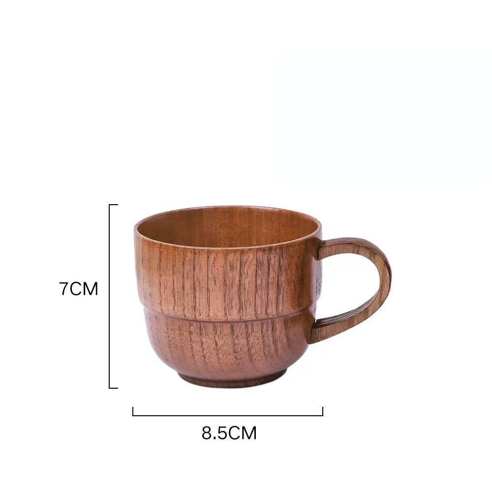 Environmentally friendly wooden beer mugs, creative coffee mugs, wooden mugs, Japanese-style cups with handles, wooden high temperature resistant