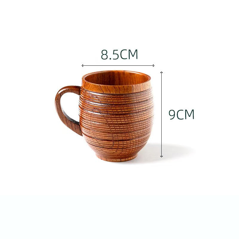Environmentally friendly wooden beer mugs, creative coffee mugs, wooden mugs, Japanese-style cups with handles, wooden high temperature resistant