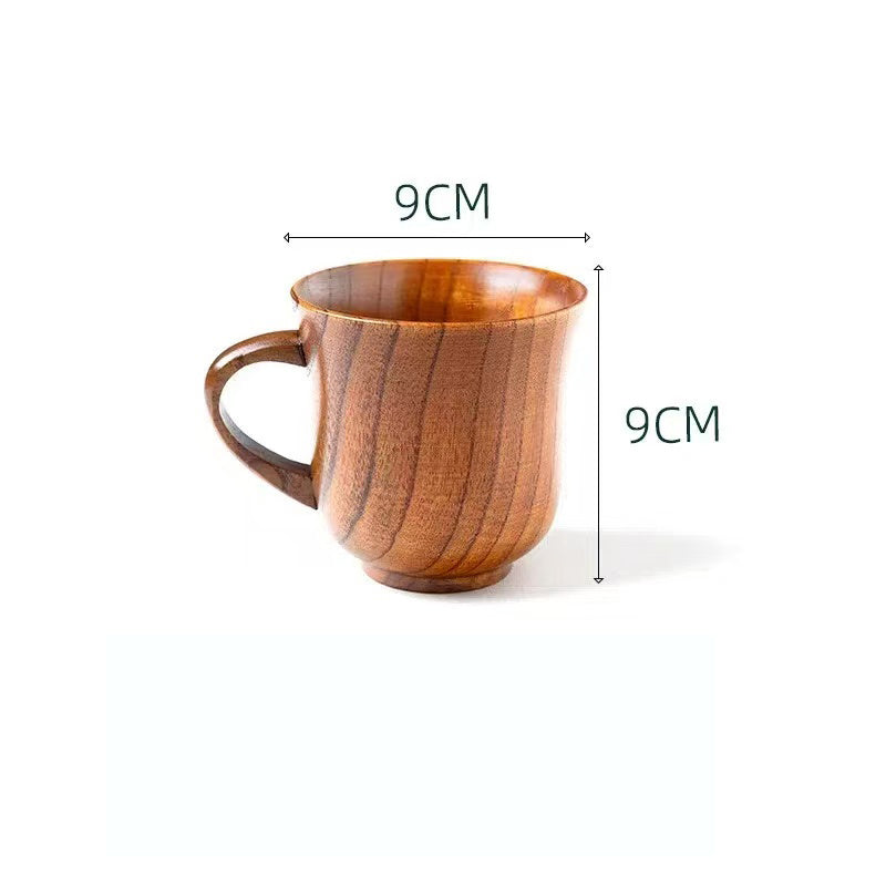 Environmentally friendly wooden beer mugs, creative coffee mugs, wooden mugs, Japanese-style cups with handles, wooden high temperature resistant