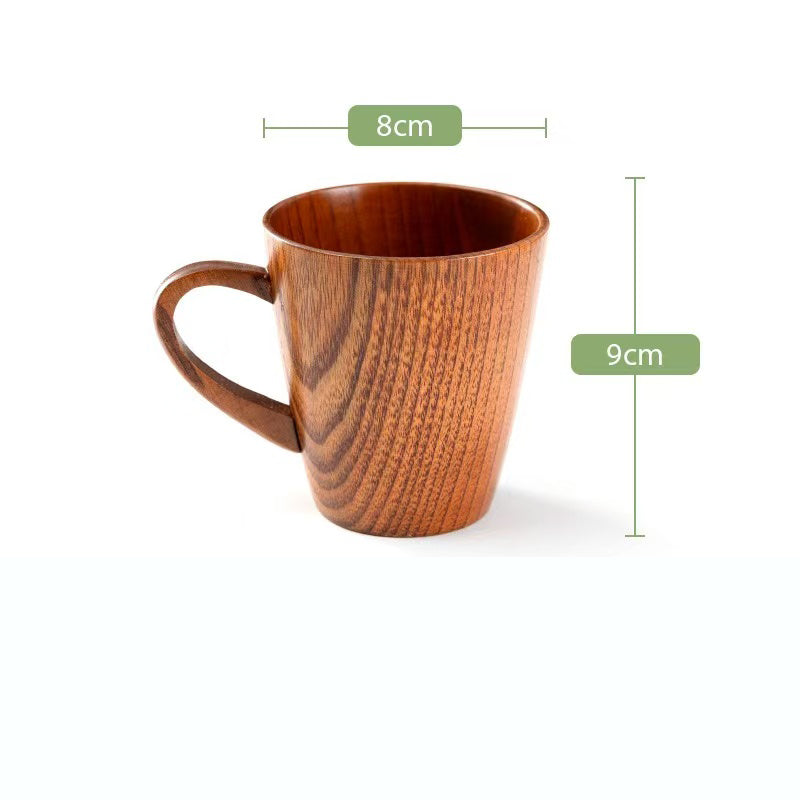 Environmentally friendly wooden beer mugs, creative coffee mugs, wooden mugs, Japanese-style cups with handles, wooden high temperature resistant