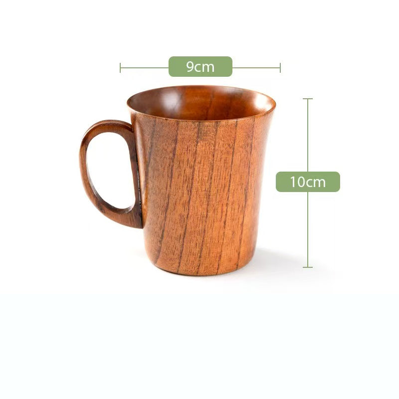 Environmentally friendly wooden beer mugs, creative coffee mugs, wooden mugs, Japanese-style cups with handles, wooden high temperature resistant
