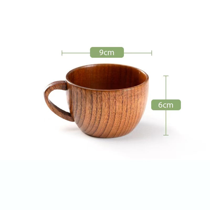 Environmentally friendly wooden beer mugs, creative coffee mugs, wooden mugs, Japanese-style cups with handles, wooden high temperature resistant