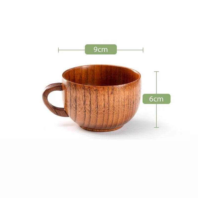 Environmentally friendly wooden beer mugs, creative coffee mugs, wooden mugs, Japanese-style cups with handles, wooden high temperature resistant