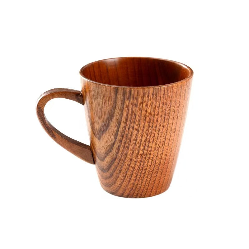 Environmentally friendly wooden beer mugs, creative coffee mugs, wooden mugs, Japanese-style cups with handles, wooden high temperature resistant