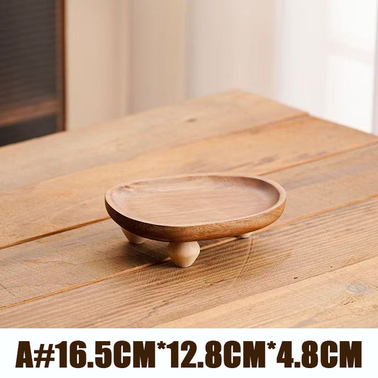 Acacia wooden tray, fruit snack tray, natural wood storage tray