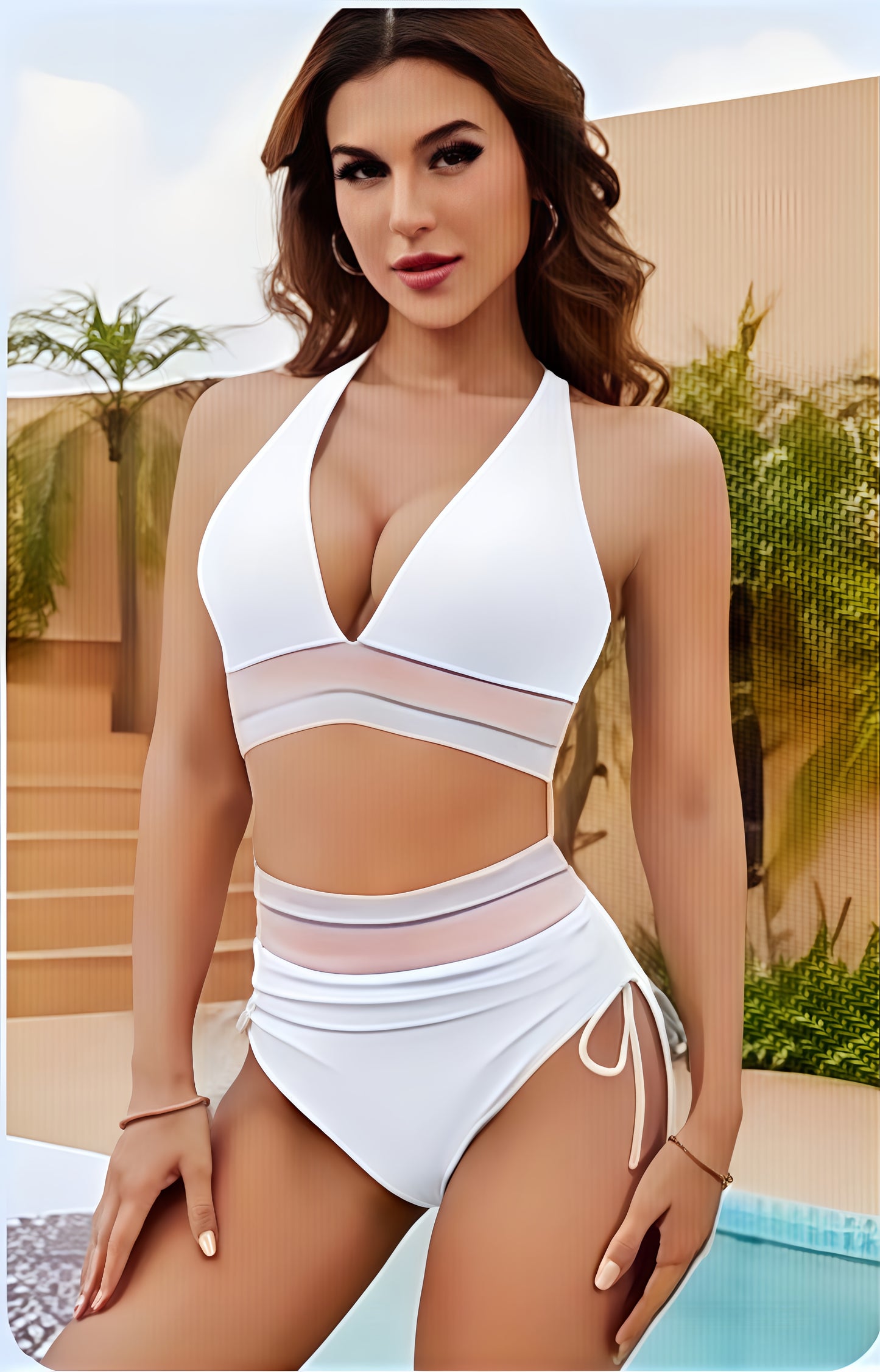 Summer 2025 Women's High-Waisted Fashionable Two-Piece Bikini Set for Beach & Resort Swimwear - Sexy Vacation Outfits