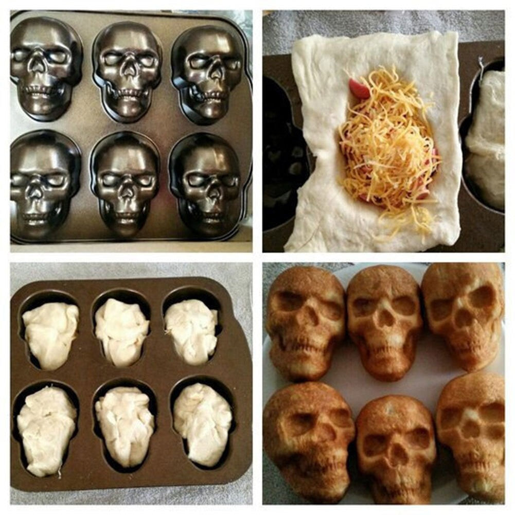 Halloween 3D Skull Mold Non-Stick Candy Maker Stainless Steel for Party Supplies