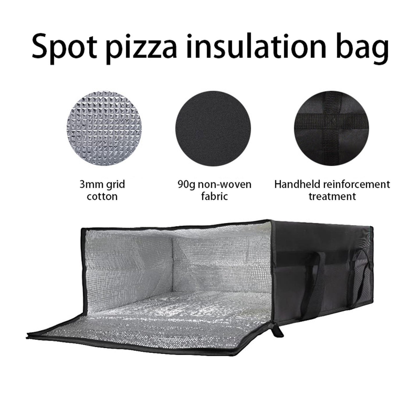 Pizza Delivery Bag for Takeaway Thermal Insulated 19.69"x19.69"x5.91inch