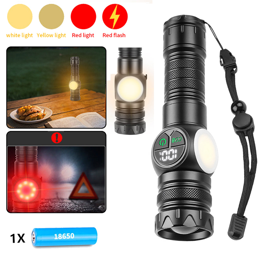 High Powered Super Bright Flashlight LED Rechargeable Torch Lamp W/side light