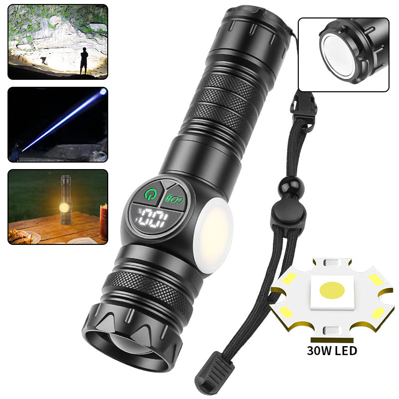 High Powered Super Bright Flashlight LED Rechargeable Torch Lamp W/side light