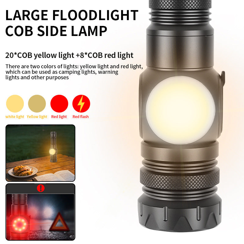 High Powered Super Bright Flashlight LED Rechargeable Torch Lamp W/side light