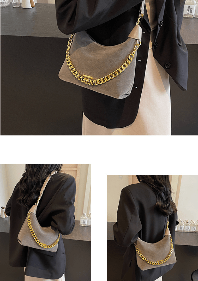 Women's Suede Leather Handbag - Crossbody Messenger Shoulder Bag