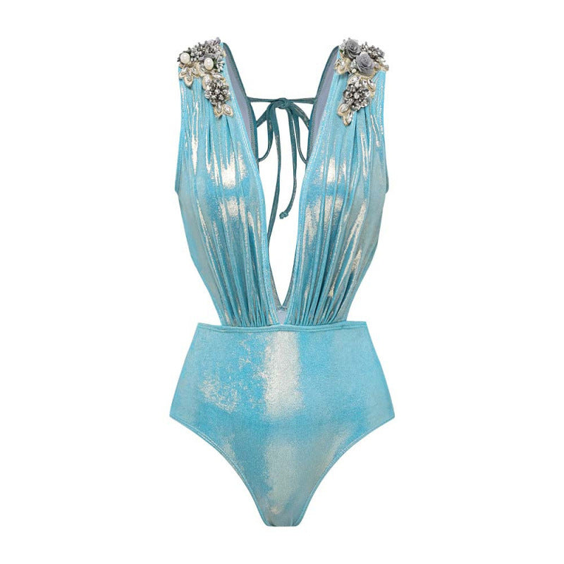 Women Sexy One Piece Plunge Swimsuits Bikini Push-Up Monokini Backless Beachwear