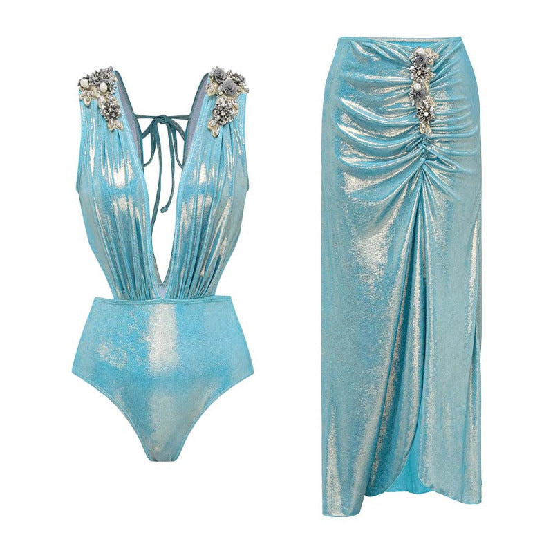 Women Sexy One Piece Plunge Swimsuits Bikini Push-Up Monokini Backless Beachwear
