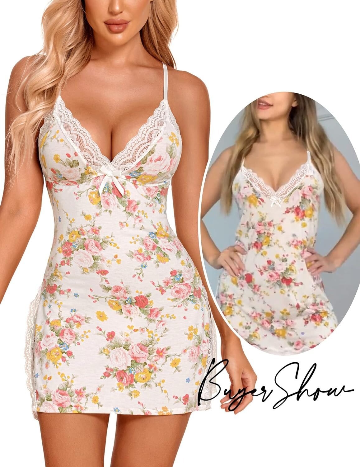 Women Underwear Babydoll Nightwear Pajamas Sexy Lingerie Lace Cotton Silk Dress