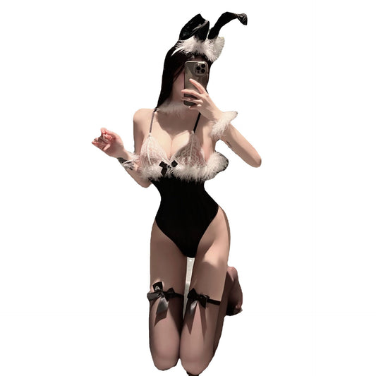 Bunny Girl uniform Sexy Lingerie School Girl Sleepwear Maid Dress Nightwear Underwear Babydoll