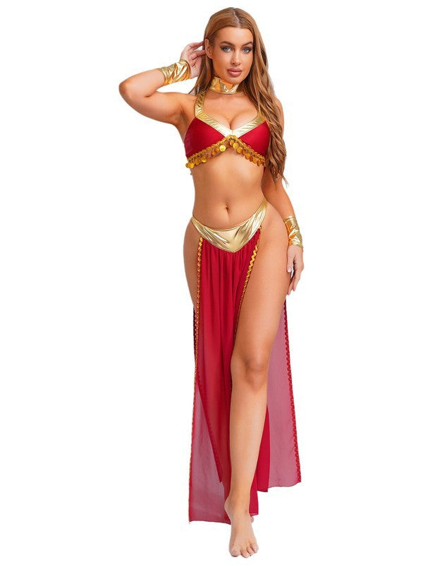 Womens Tassel Fringe Bra Top Side Slit Skirt Accessories Belly Dancewear Outfits