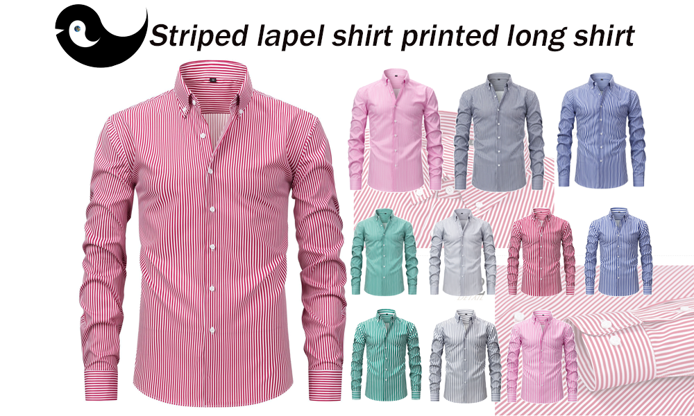 Pretty Slim Fit Buttons Up Shirt Long Sleeve Retro Stripe Men’s Size S-XXXL