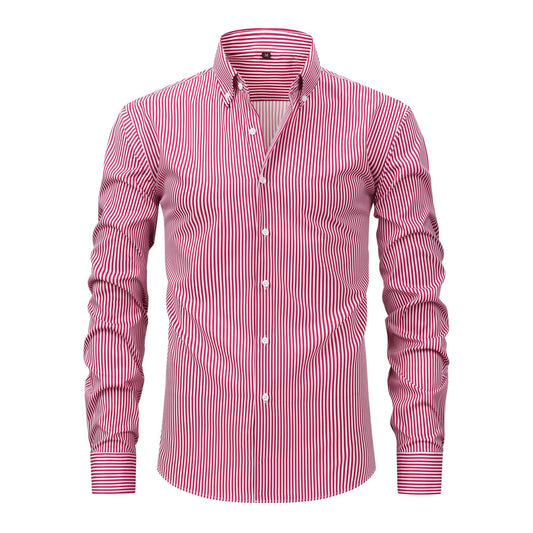 Pretty Slim Fit Buttons Up Shirt Long Sleeve Retro Stripe Men’s Size S-XXXL