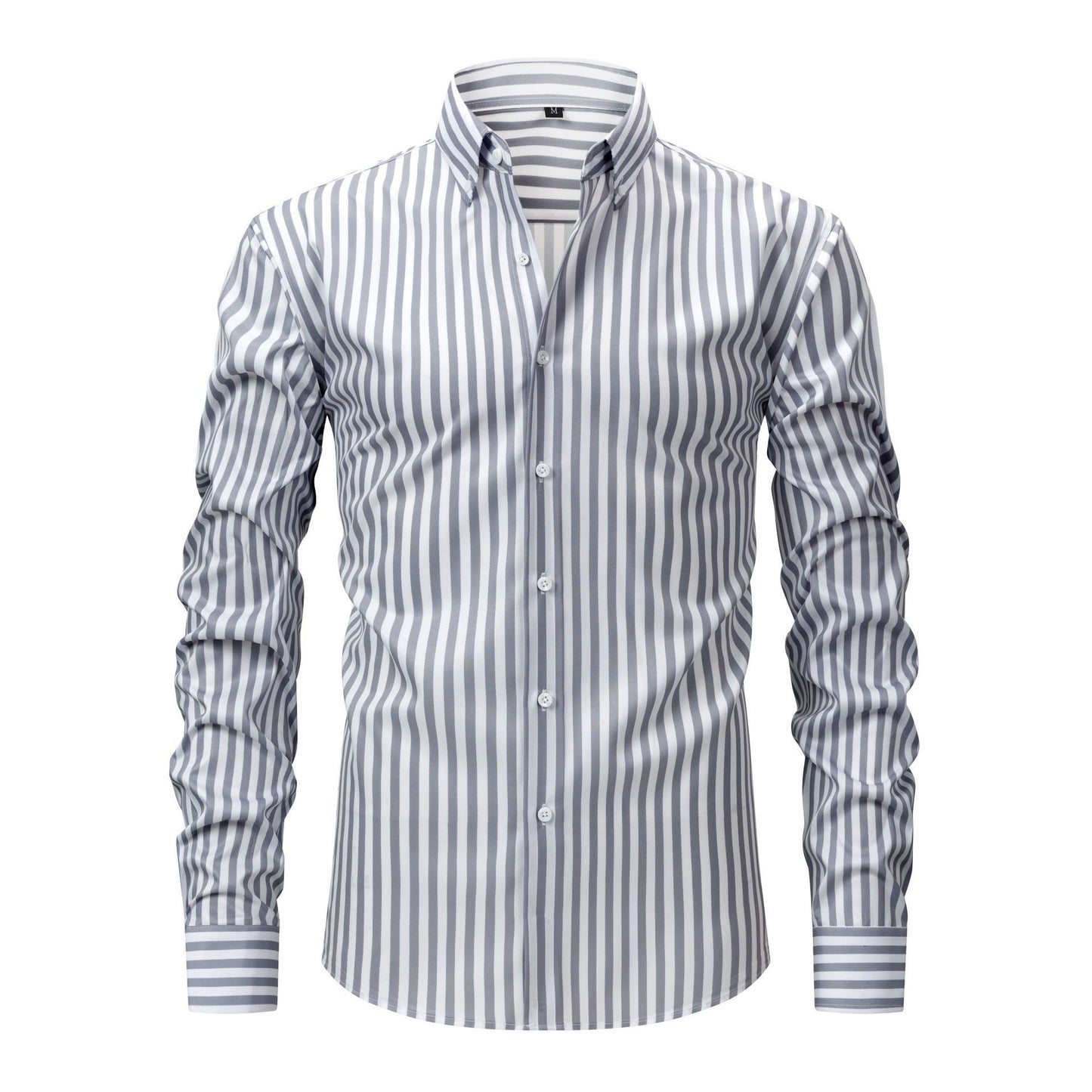 Pretty Slim Fit Buttons Up Shirt Long Sleeve Retro Stripe Men’s Size S-XXXL