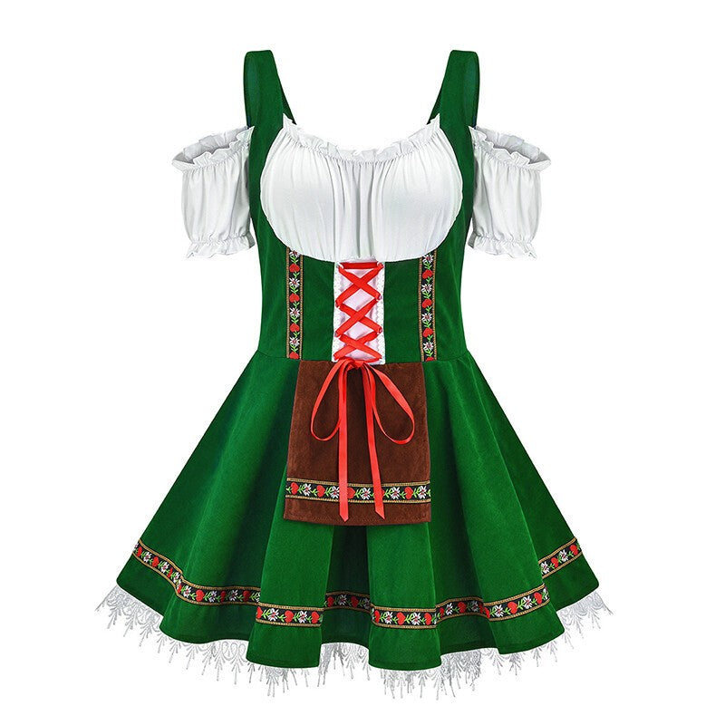 Womens German Bavarian Dirndl Dress Apron Oktoberfest Fancy Beer Maid Costume