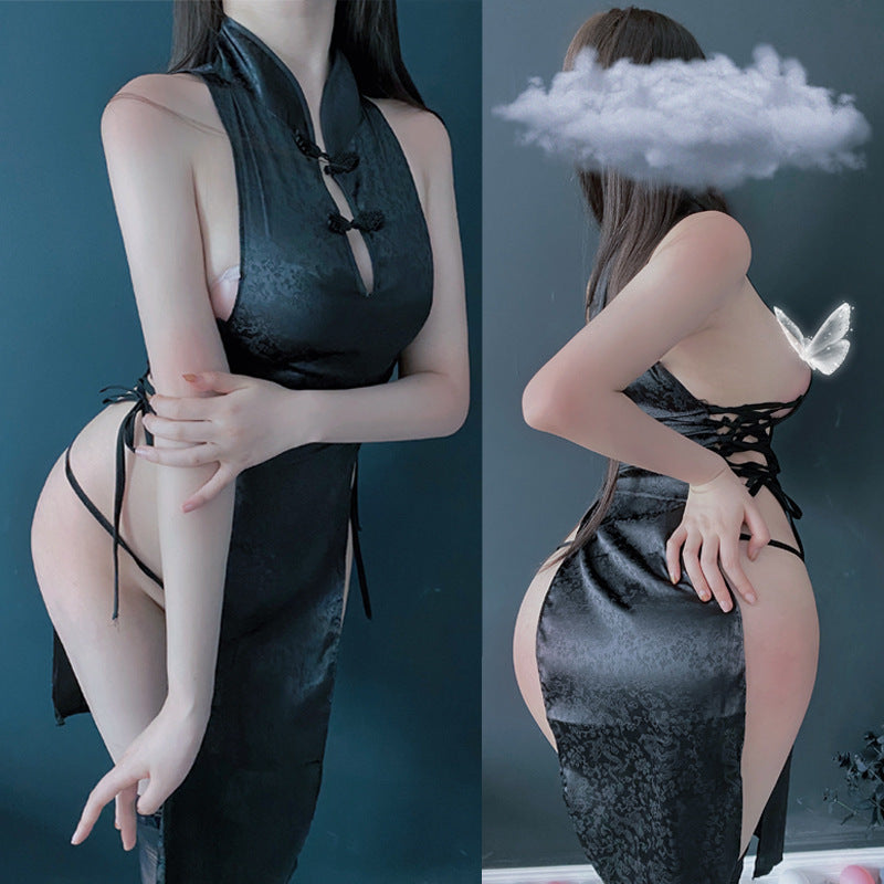 Split cheongsam Football baby underwear temptation cheerleader short skirt student uniform temptation dress