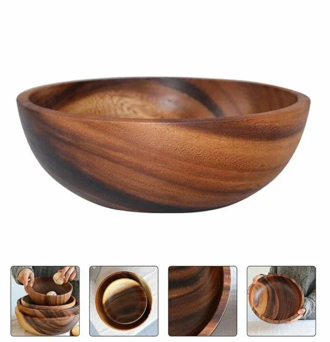 Acacia wooden bowl household Japanese tableware environmentally friendly yogurt bowl salad bowl