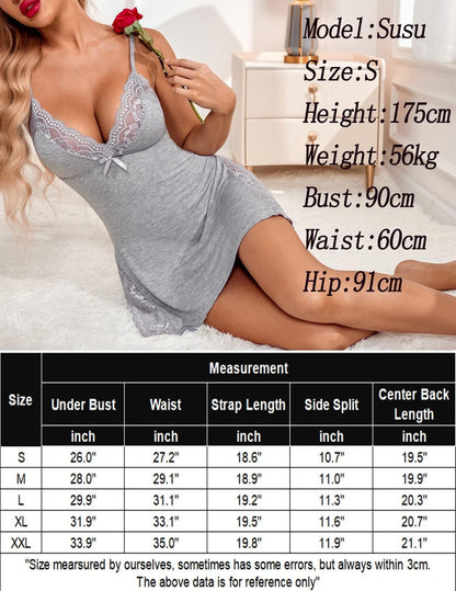 Women Underwear Babydoll Nightwear Pajamas Sexy Lingerie Lace Cotton Silk Dress