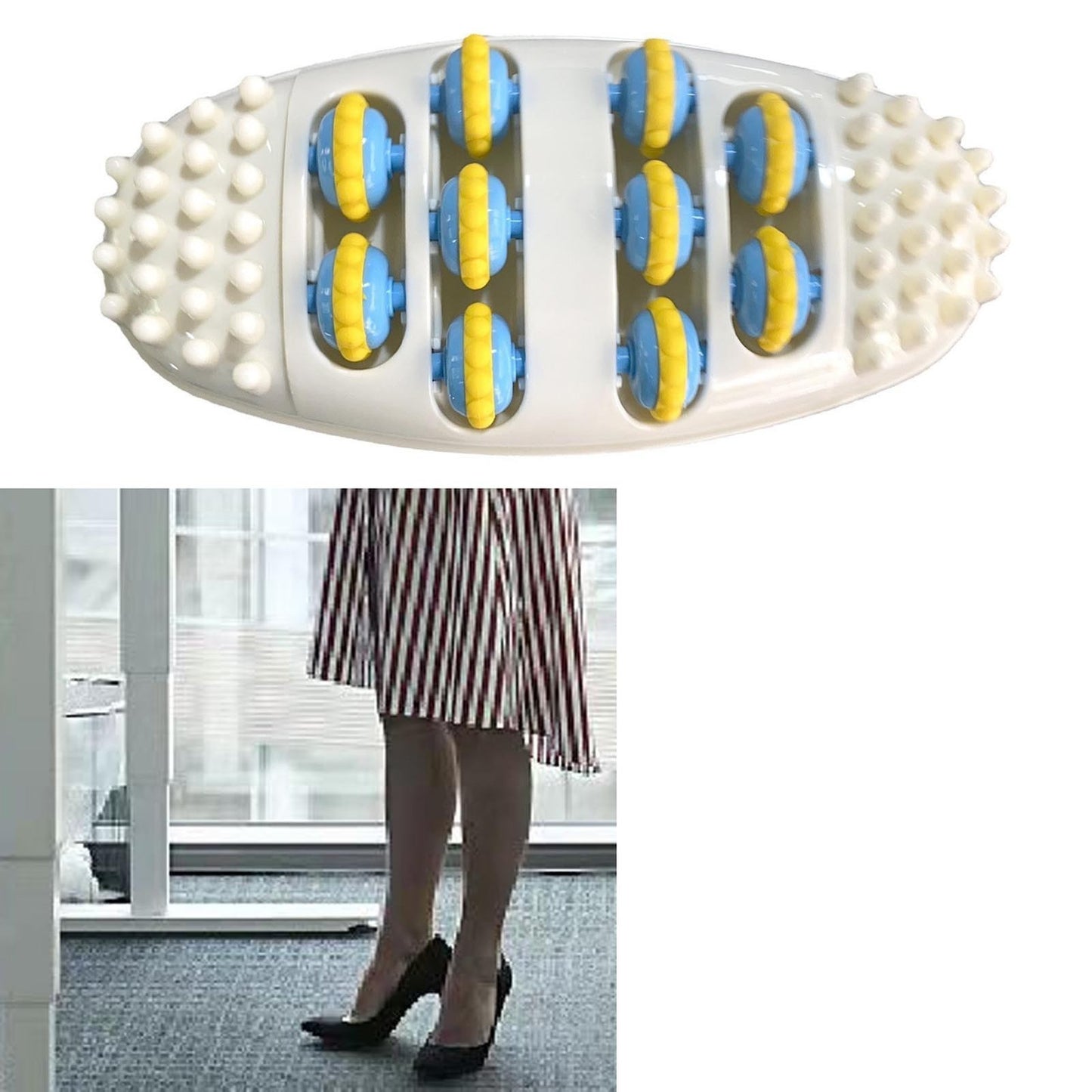 Dual Foot Massager Roller Reduce Fatigue Decompression Feet Acupoint Massag CUT