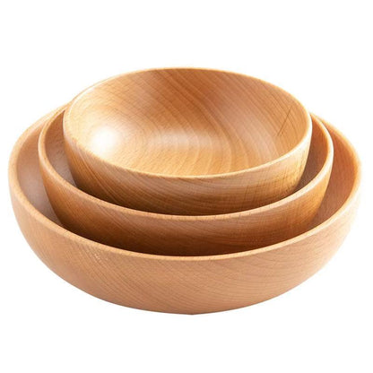 Log tableware salad bowl beech wood bowl whole wood household fruit bowl Japanese wooden bowl