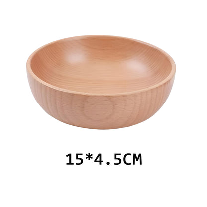 Log tableware salad bowl beech wood bowl whole wood household fruit bowl Japanese wooden bowl