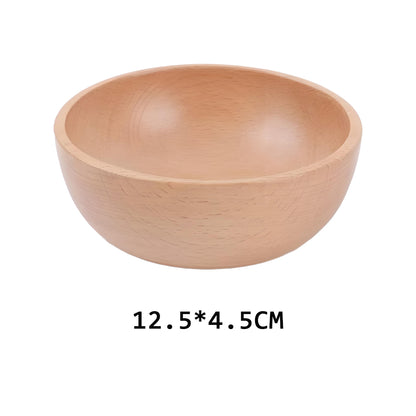 Log tableware salad bowl beech wood bowl whole wood household fruit bowl Japanese wooden bowl
