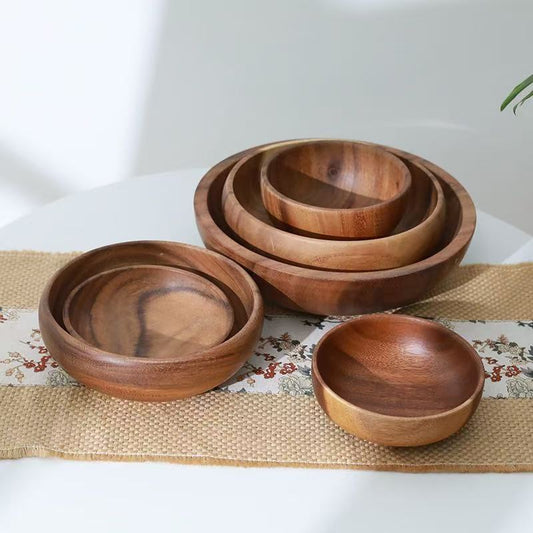 Acacia wooden bowl household Japanese tableware environmentally friendly yogurt bowl salad bowl