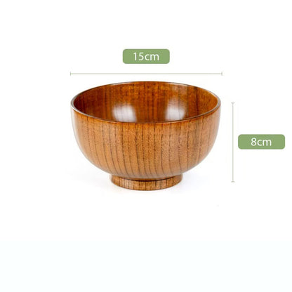 Environmentally friendly tableware, jujube wood wooden bowls, household anti-scalding round bowls, wooden salad bowls, soup bowls, noodle bowls, rice bowls