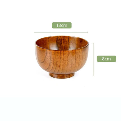 Environmentally friendly tableware, jujube wood wooden bowls, household anti-scalding round bowls, wooden salad bowls, soup bowls, noodle bowls, rice bowls