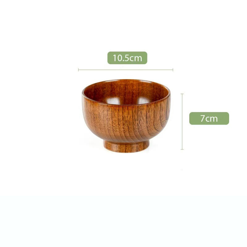 Environmentally friendly tableware, jujube wood wooden bowls, household anti-scalding round bowls, wooden salad bowls, soup bowls, noodle bowls, rice bowls