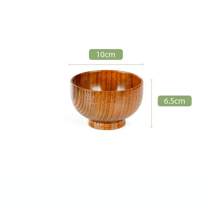 Environmentally friendly tableware, jujube wood wooden bowls, household anti-scalding round bowls, wooden salad bowls, soup bowls, noodle bowls, rice bowls