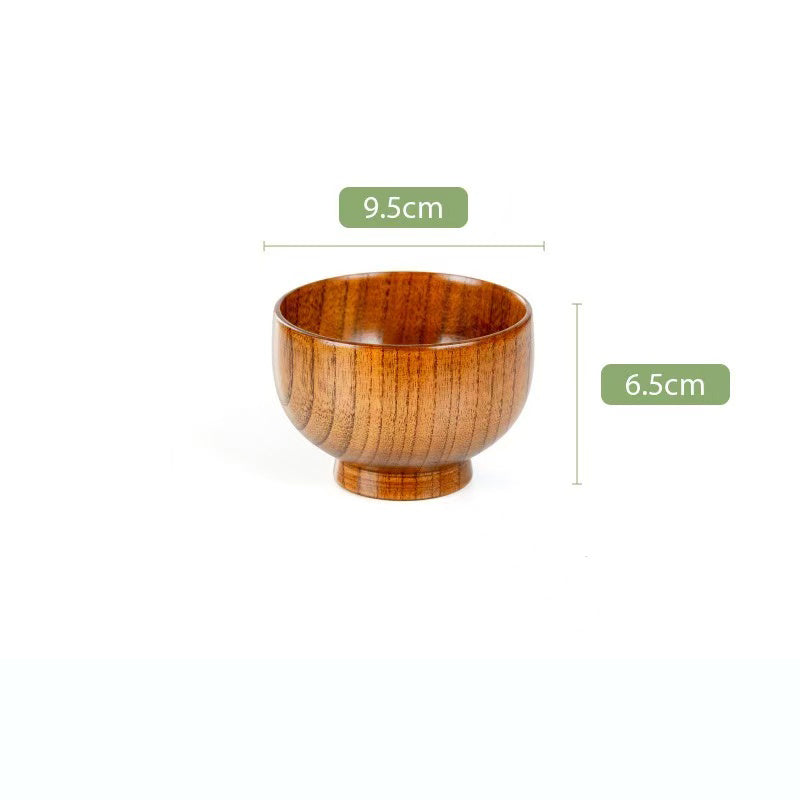 Environmentally friendly tableware, jujube wood wooden bowls, household anti-scalding round bowls, wooden salad bowls, soup bowls, noodle bowls, rice bowls