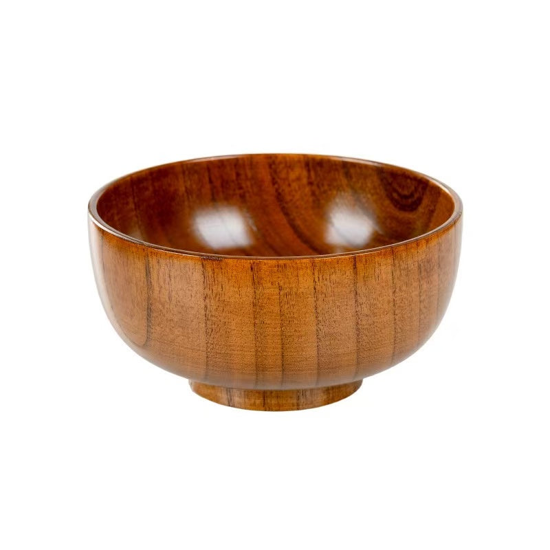 Environmentally friendly tableware, jujube wood wooden bowls, household anti-scalding round bowls, wooden salad bowls, soup bowls, noodle bowls, rice bowls
