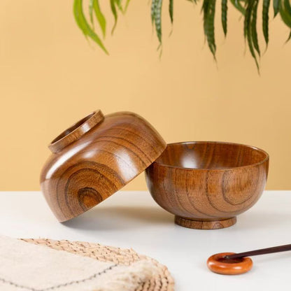 Environmentally friendly tableware, jujube wood wooden bowls, household anti-scalding round bowls, wooden salad bowls, soup bowls, noodle bowls, rice bowls