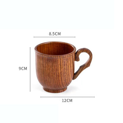 Environmentally friendly wooden beer mugs, creative coffee mugs, wooden mugs, Japanese-style cups with handles, wooden high temperature resistant