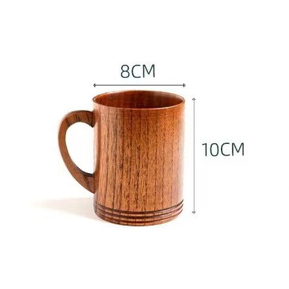 Environmentally friendly wooden beer mugs, creative coffee mugs, wooden mugs, Japanese-style cups with handles, wooden high temperature resistant