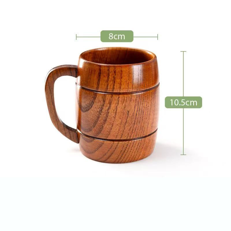 Environmentally friendly wooden beer mugs, creative coffee mugs, wooden mugs, Japanese-style cups with handles, wooden high temperature resistant