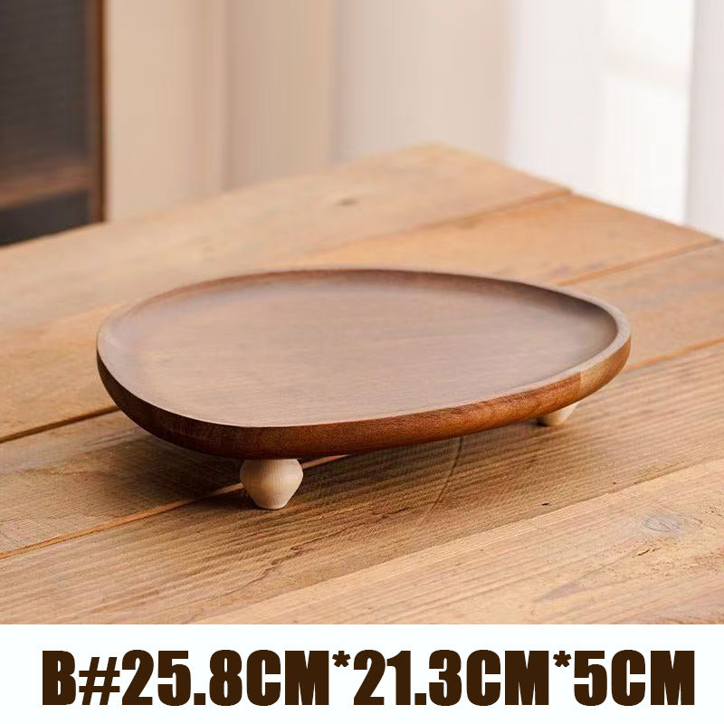 Acacia wooden tray, fruit snack tray, natural wood storage tray