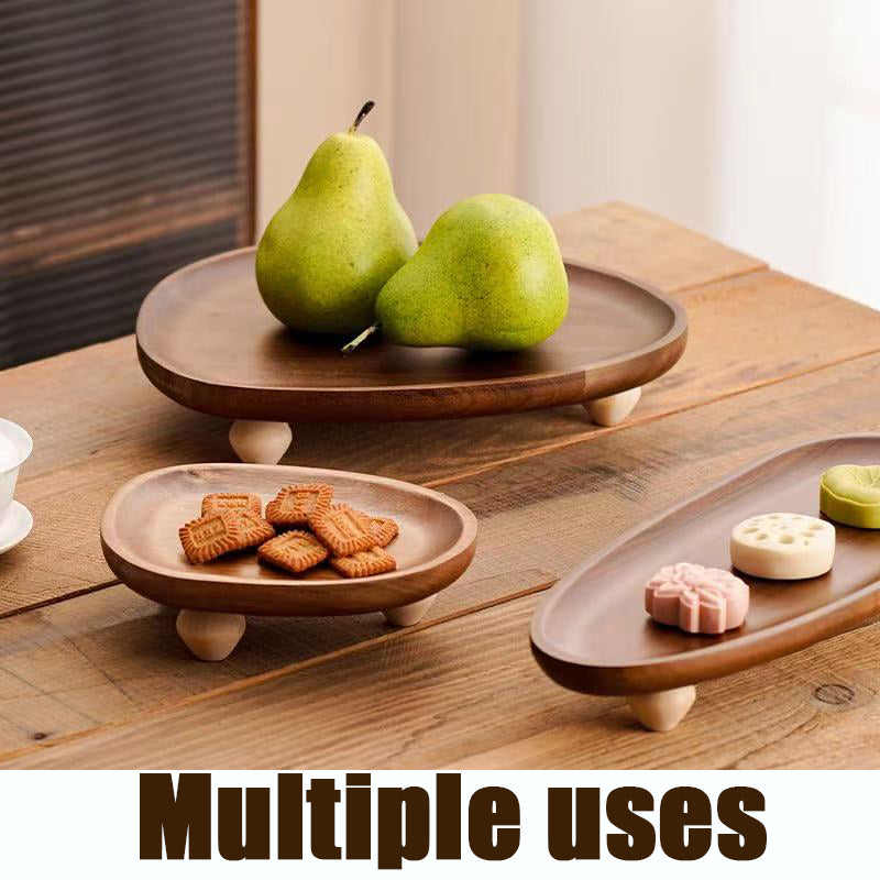 Acacia wooden tray, fruit snack tray, natural wood storage tray