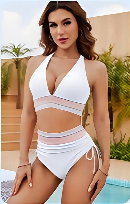 Summer 2025 Women's High-Waisted Fashionable Two-Piece Bikini Set for Beach & Resort Swimwear - Sexy Vacation Outfits